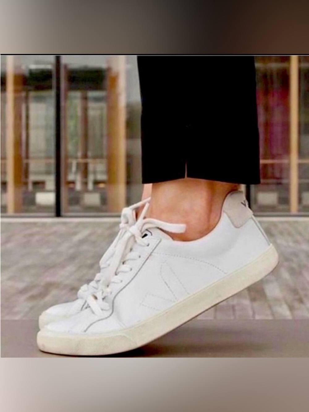 Veja Esplar Low Top Sneakers Bovine Calf Leather Tonal Logo in White Size 8